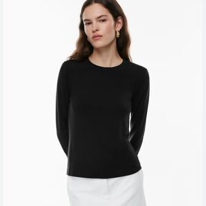 Aritiza Babaton Black Long Sleeve Ribbed Shirt Size Large